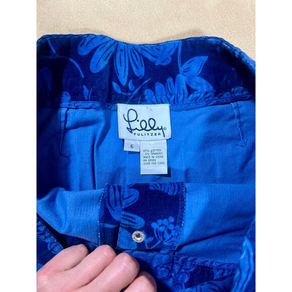 Vintage Lilly Pulitzer Skirt Corduroy Floral Y2K Blue Preppy Beach Wear Size 6 - Picture 5 of 7